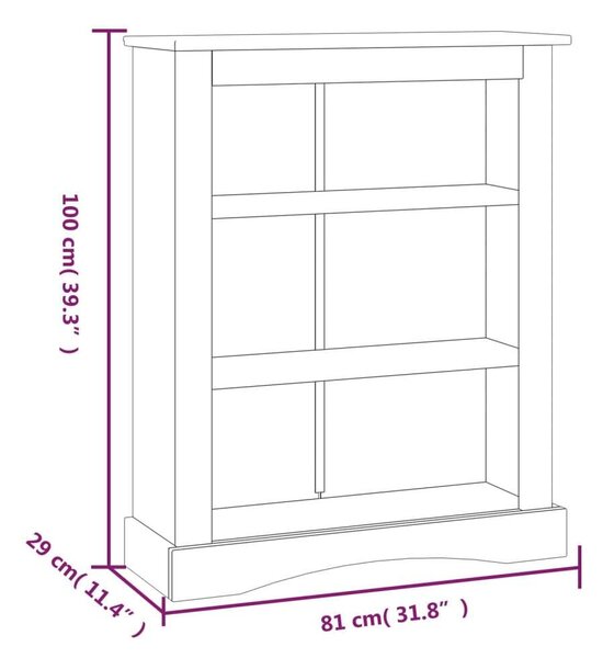VidaXL Fenyő Könyvespolc - Rusztikus Mexikói - 81x29x100 cm