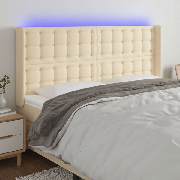 VidaXL krémszínű szövet LED-es fejtámla 183x16x118/128 cm