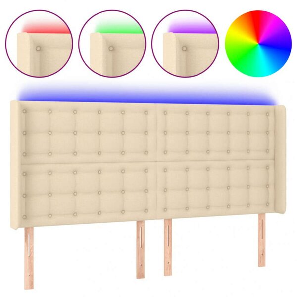 VidaXL krémszínű szövet LED-es fejtámla 183x16x118/128 cm