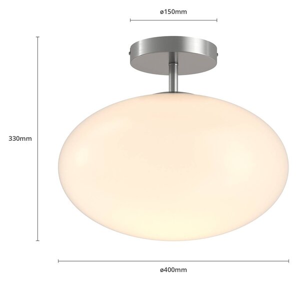 Lindby mennyezeti lámpa Sonika, Ø 40 cm, nikkel színű, üveg, E27, dimmelhető, Alu / szürke / cink, Nappali / Étkező