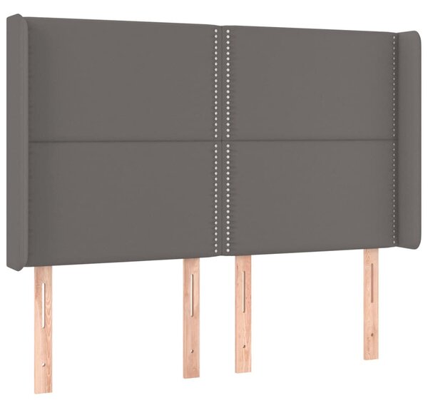 LED-es Ágyfejtámla - Szürke Műbőr - 147x128cm