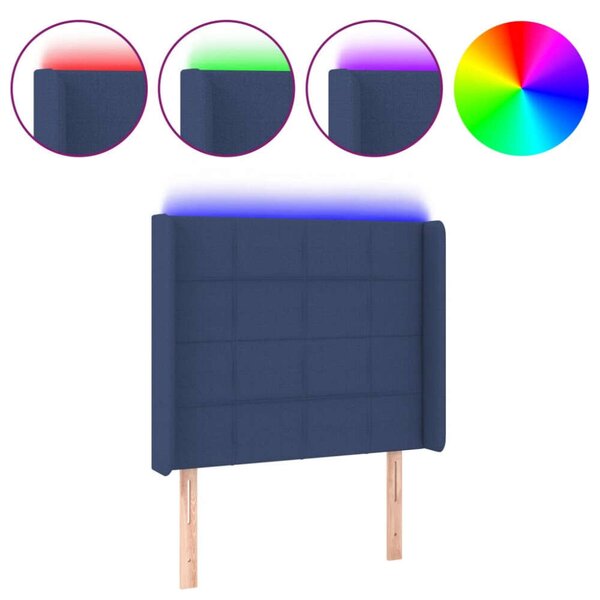 VidaXL Kék Szövet LED Ágyfejtámla - 93x16x118/128cm