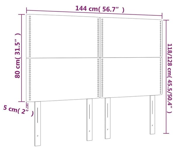 VidaXL fekete bársony LED-es fejtámla 144x5x118/128 cm