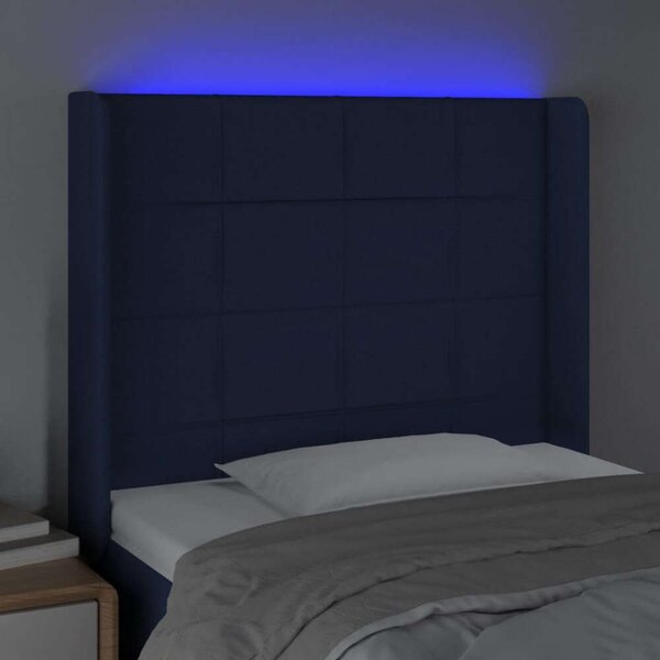 VidaXL Kék Szövet LED Ágyfejtámla - 93x16x118/128cm