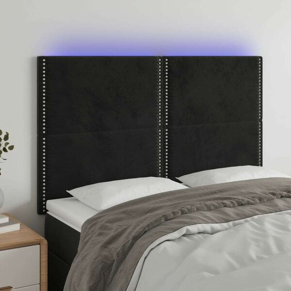 VidaXL fekete bársony LED-es fejtámla 144x5x118/128 cm