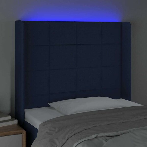 VidaXL Kék Szövet LED Ágyfejtámla - 93x16x118/128cm
