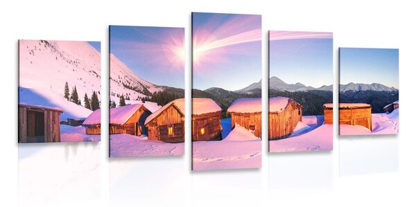 5 részes kép házak hegyekben