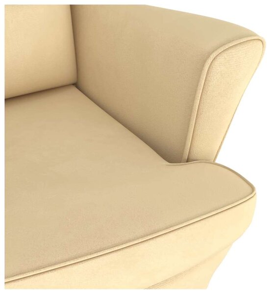 HomeElegance Hintaszék Lábtartóval - Bársony - Krémszín