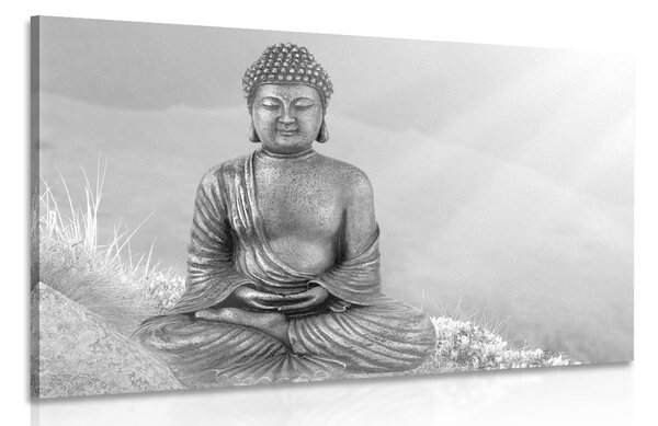 Kép Buddha szobor fekete fehérben