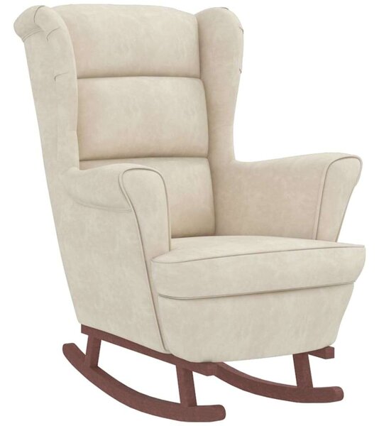 HomeElegance Hintaszék Lábtartóval - Bársony - Krémszín