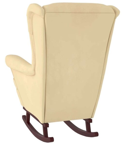 HomeElegance Hintaszék Lábtartóval - Bársony - Krémszín