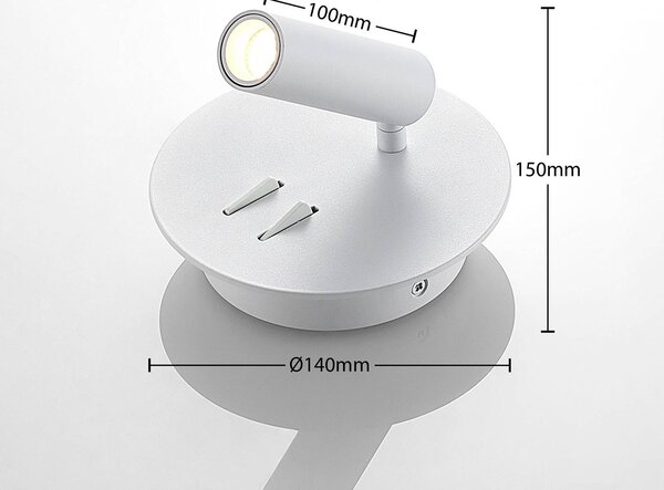 Lucande LED fali lámpa Magya, fehér 2 lámpás. kerek, Fehér / opál, Nappali / Étkező, Alumínium, Modern