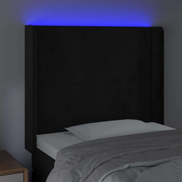 VidaXL fekete bársony LED-es fejtámla 93x16x118/128 cm