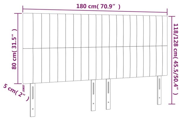 VidaXL sötétzöld bársony LED-es fejtámla 180x5x118/128 cm