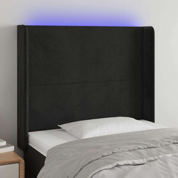 VidaXL fekete bársony LED-es fejtámla 93x16x118/128 cm