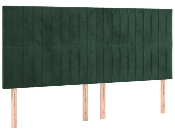 VidaXL sötétzöld bársony LED-es fejtámla 180x5x118/128 cm