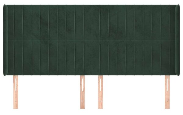 VidaXL Zöld Bársony Ágyfejtámla Szárnyakkal - 183x16x118/128 cm