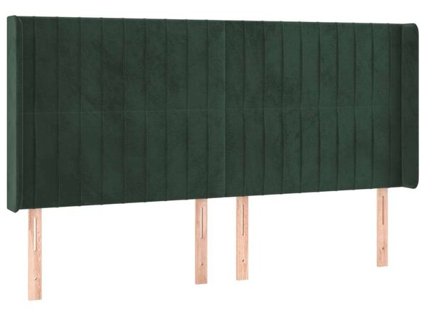 VidaXL Zöld Bársony Ágyfejtámla Szárnyakkal - 183x16x118/128 cm