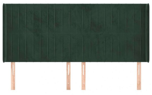 VidaXL Zöld Bársony Ágyfejtámla Szárnyakkal - 183x16x118/128 cm