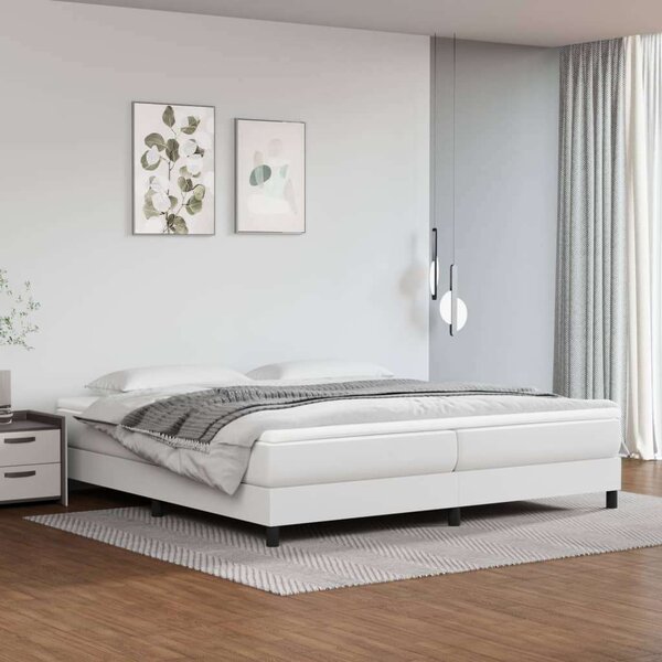 VidaXL fehér műbőr rugós ágy matraccal 200 x 200 cm