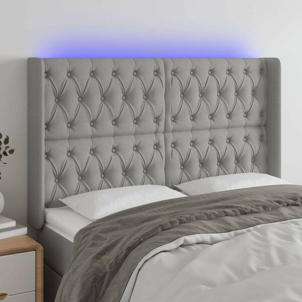 VidaXL LED Fejtámla - Világos Szürke - 147x16x118/128cm