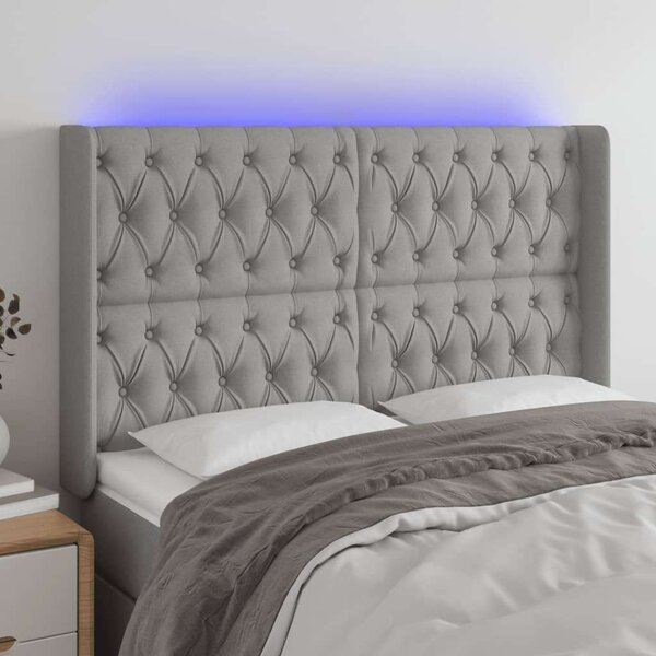 VidaXL LED Fejtámla - Világos Szürke - 147x16x118/128cm