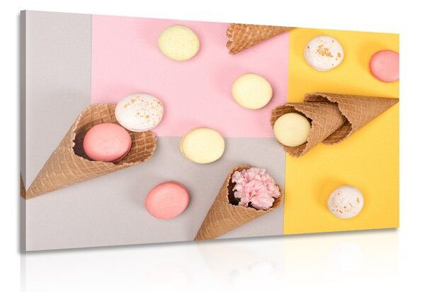 Kép ízletes macroons tölcsérben