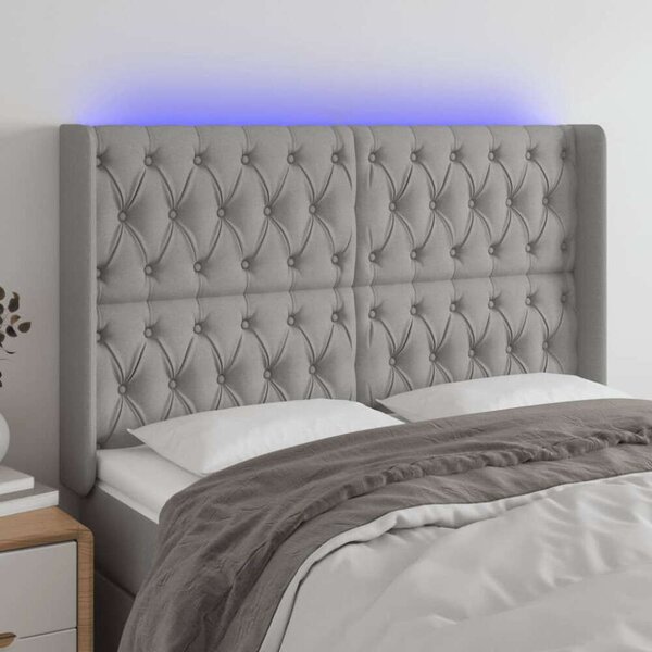 VidaXL LED Fejtámla - Világos Szürke - 147x16x118/128cm
