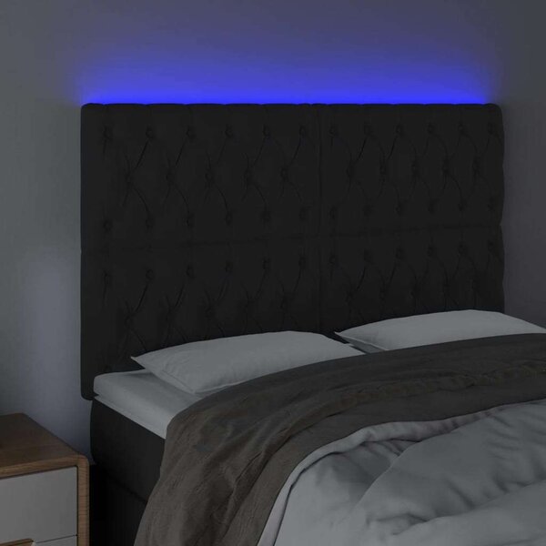 VidaXL fekete bársony LED-es fejtámla 144x7x118/128 cm