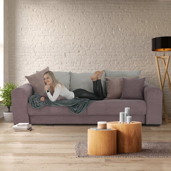 KONDELA Extra tágas kanapé, lila, őreg rózsaszín, bézs színű, GILEN BIG SOFA