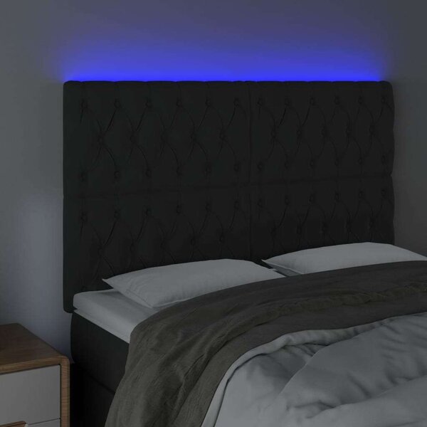 VidaXL fekete bársony LED-es fejtámla 144x7x118/128 cm