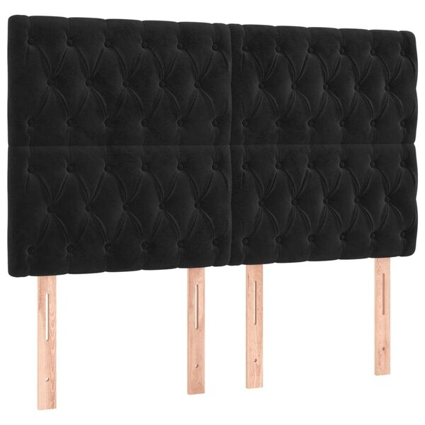VidaXL fekete bársony LED-es fejtámla 144x7x118/128 cm