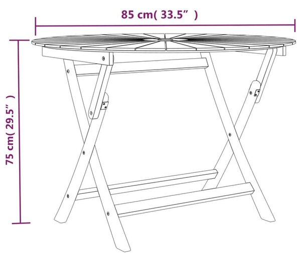 VidaXL Teakfa Kerti Asztal - Összecsukható - Ø85cm