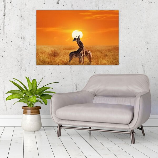 Kép - Zsiráfok a Serengeti Nemzeti Parkban (90x60 cm)