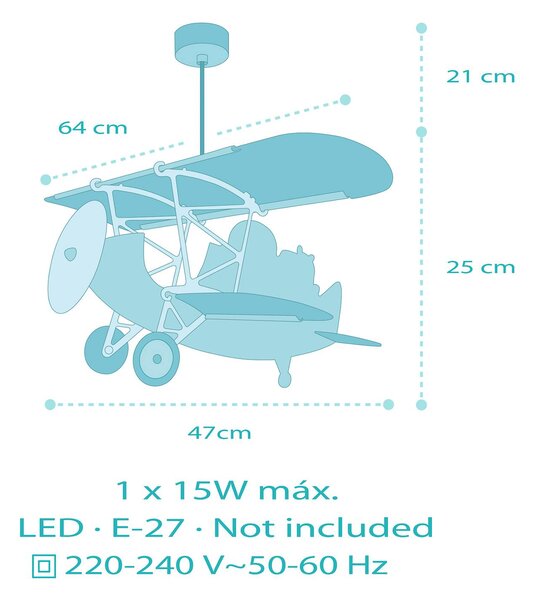 Dalber függőlámpa Lion Plane, színes, fa/műanyag, dimmelhető, Többszínű, Gyermekszoba, Fa