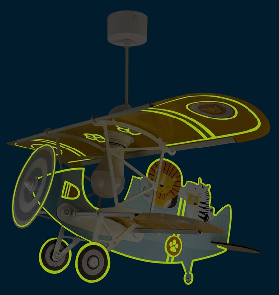 Dalber függőlámpa Lion Plane, színes, fa/műanyag, dimmelhető, Többszínű, Gyermekszoba, Fa