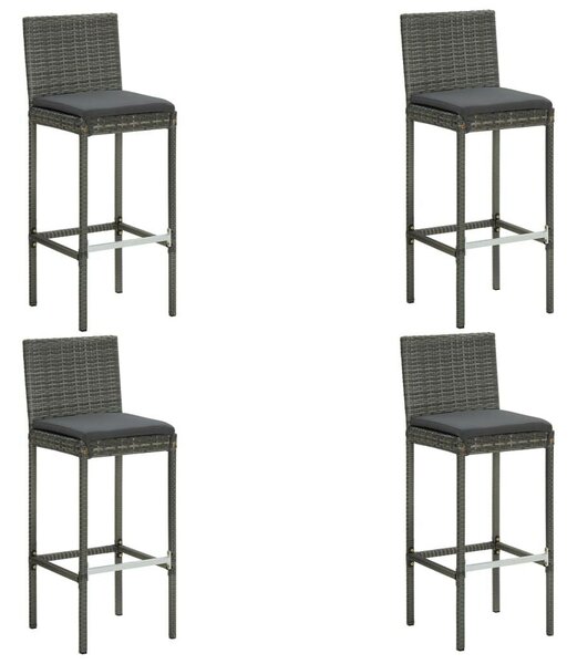 Polyrattan Kerti Bárszett - 5 részes - Szürke