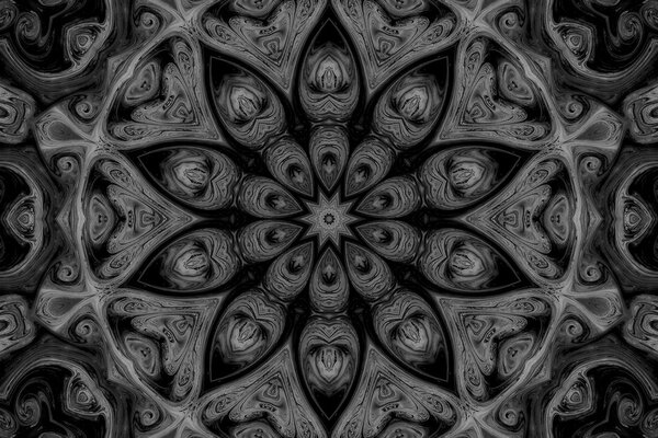 Kép hipnotikus Mandala fekete fehérben
