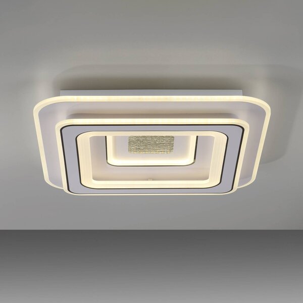 JUST LIGHT. GmbH LED mennyezeti lámpa Tolago, 49x49 cm, CCT, dimmelhető, dimmelhető, Fehér / opál, Nappali / Étkező, Műanyag, Modern