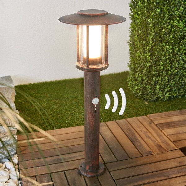 Lindby LED állólámpa Pavlos, 55 cm, rozsdaszínű, szenzoros, szenzoros, Barna / rozsda, Rozsdamentes acél, Vidéki otthon / Rusztikus
