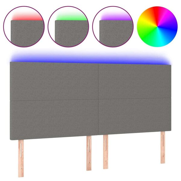 VidaXL LED Ágyfejtámla - Szövet - Sötétszürke - 160x80 cm