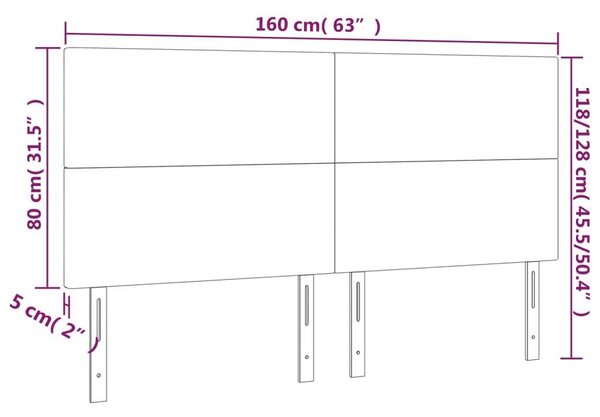 VidaXL LED Ágyfejtámla - Szövet - Sötétszürke - 160x80 cm