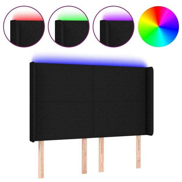 VidaXL Fekete Szövet Fejtámla LED-del - 147x16x118/128 cm