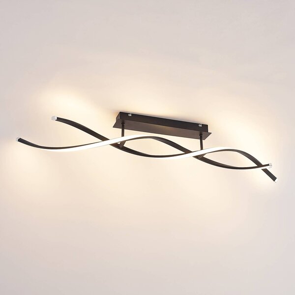 Lindby Welina LED mennyezeti lámpa, dimmelhető, dimmelhető, Fekete, Nappali / Étkező, fém, Modern