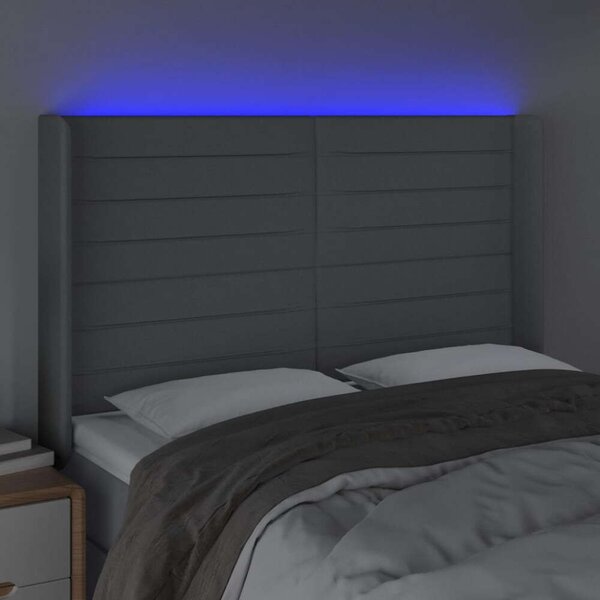 VidaXL LED-es Ágyfejtámla - Szövet - 147x16x118/128cm