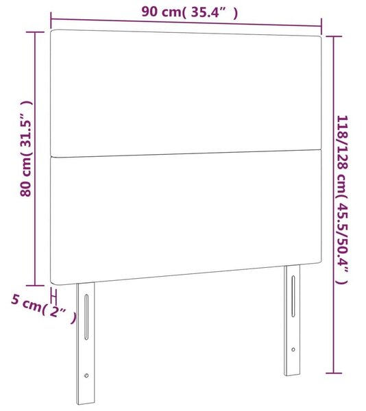 VidaXL tópszínű szövet LED-es fejtámla 90x5x118/128 cm