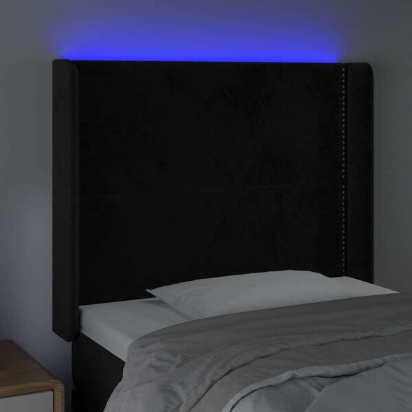 VidaXL fekete bársony LED-es fejtámla 93x16x118/128 cm
