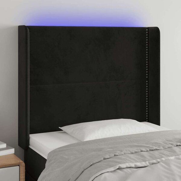 VidaXL fekete bársony LED-es fejtámla 93x16x118/128 cm