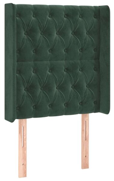 VidaXL sötétzöld bársony fejtámla szárnyakkal 83x16x118/128 cm