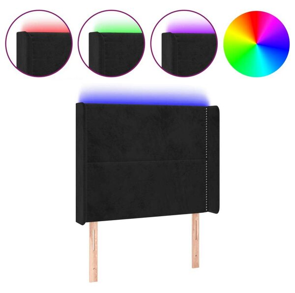 VidaXL fekete bársony LED-es fejtámla 93x16x118/128 cm